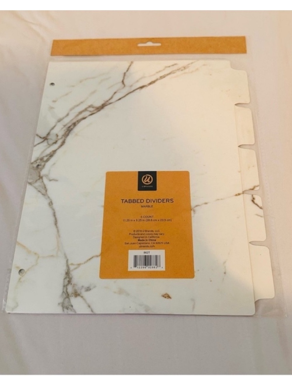 U Brands | Dividers | White & Gray Marble Print